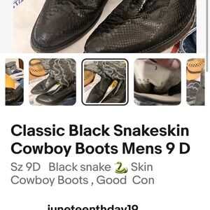 Mens Black snakeskin cowboy boots sz 9